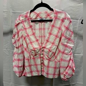 Bailey 44 Red and Cream Abigail Checkered Top